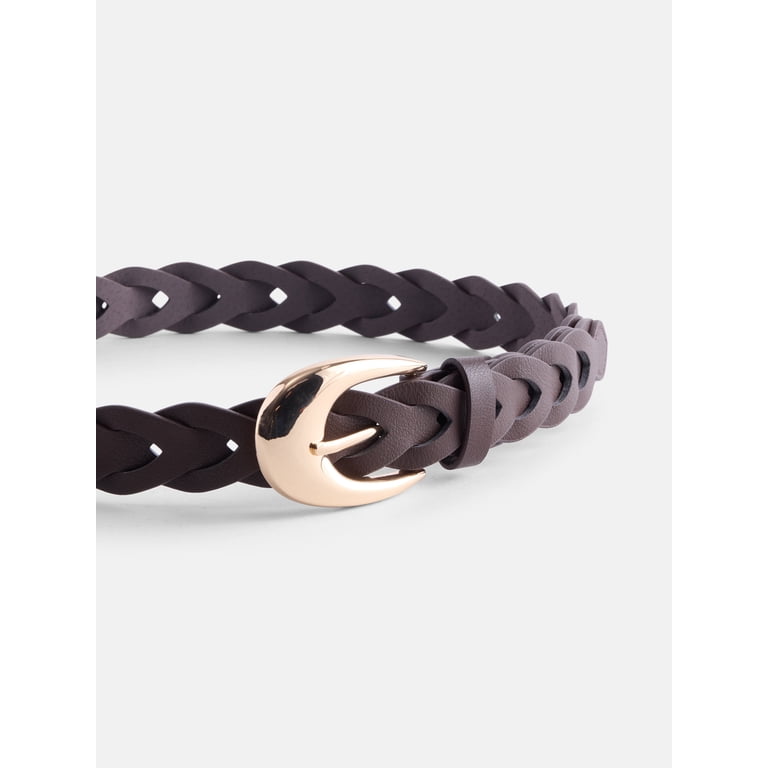 Scenario Women's Twisted Braid Belt, Dark Brown photo 2