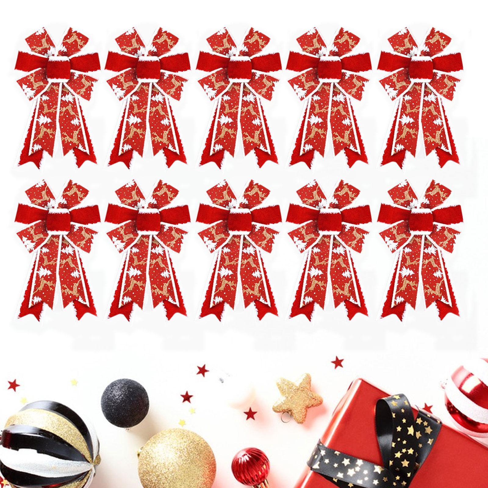 Sharprepublic 10 Pieces Christmas Ribbon Bows DIY for Treat Bags Valentine's Day Christmas