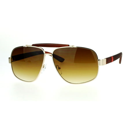 SA106 Mens Narrow Aviator Luxury Designer Sunglasses Gold Brown