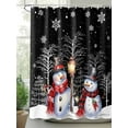 thumbnail image 2 of Black Christmas Shower Curtain Set, Waterproof Shower Curtains for Bathroom, Winter Snowman Xmas Tree Snowflake Washable Fabric Cloth Bath Curtain for Bathtub Decoration with Hooks 48x72 Inches, 2 of 6