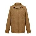 thumbnail image 4 of IROINNID Women's Corduroy Jacket Turndown Lapel Solid Color Long Sleeve Loose Pockets Buttons Tops Outerwear Corduroy Jacket Coat, Brown, 4 of 5