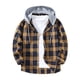 thumbnail image 1 of Ceisia Men's Casual Plaid Patchwork Hooded Button-Up Long Sleeve Shirt Gift, 1 of 9