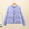 thumbnail image 4 of YYDGH Womens Cropped Puffer Coat Bubble Solid Color Quilted Down Jackets Casual Padded Button Down Coats Winter Outerwear, 4 of 5
