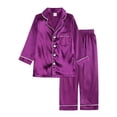 thumbnail image 1 of Pijamas de satén de seda para niños, ropa sólida para niño y niña, traje de salón, ropa de dormir bonita para adolescentes, pijamas de Navidad para familia, 2023, 1 of 4