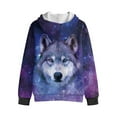 thumbnail image 7 of FUIALDOLG Little & Big Girls Zip Up Hoodie Galaxy Wolf Print Long Hoodies Jacket for Boys, Kids Purple Full Zipper Hooded Fashion Sweatshirt, Size L, 7 of 7