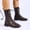 Brown, variant on Women's Classic Lace Up Combat Mid Calf Boots Side Zipper Flat Low Heel Square Toe Smooth Faux Leather for Punk Style All Season Casual Outfits Black 36