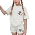 thumbnail image 3 of Ensemble Deux Pièces pour Filles, Haut à Manches Courtes et Short, Col Rond, Tenue d'Été Décontractée avec Petits Imprimés, 3 of 7
