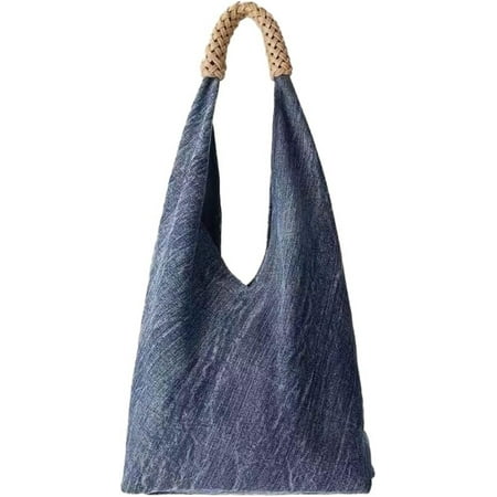 XiaoBanDeng Womens Trendy Denim Shoulder Hobo Bag Canvas Dumpling Purse Large Totes Handbag Casual Top Handle Satchel