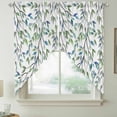 thumbnail image 2 of Blue Green Eucalyptus Swag Curtains for Kitchen/Bedroom/Living Room, Spring Botanical Leaves Weeping Scalloped Curtains 63 Inch Long, Window Swag Topper Curtains Valances 2 Panels Set 36"x63", 2 of 8