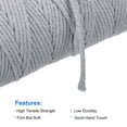 thumbnail image 3 of Uxcell Cotton Rope Twine String Twisted Braided Cord, Light Grey 100m/109 Yard for Wall Hanging, Macrame Knotting, 3 of 5
