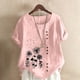 thumbnail image 1 of ICHUANYI Clearance Women's Summer Casual Round Neck Short Sleeve Printing Loose Shirt Tops(Pink, L) ICHUANYI WER2023081108139, 1 of 3