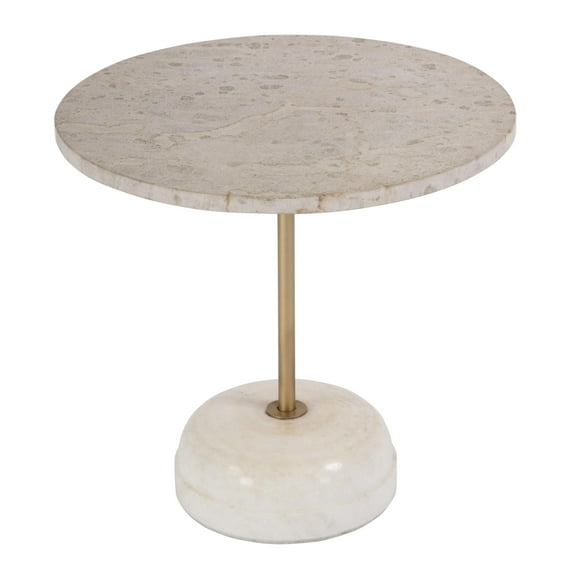 Butler Specialty Company Lucia 19" Round Marble Iron Pedestal Side Table - White