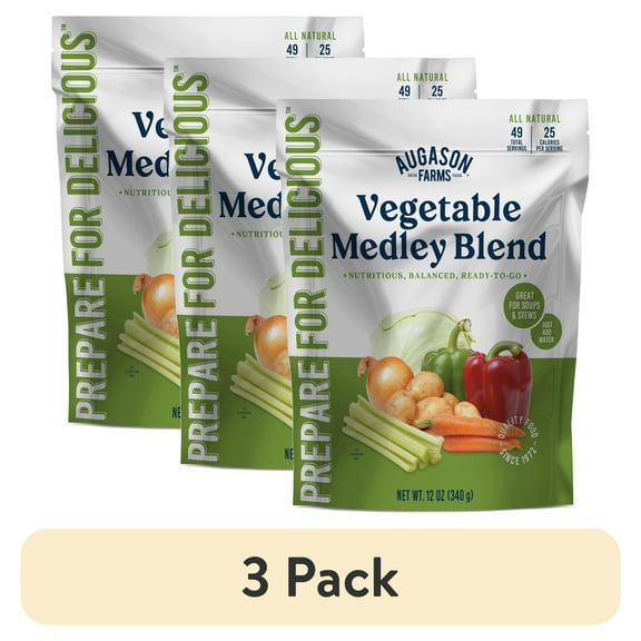 (3 pack) Augason Farms Vegetable Medley Blend Resealable Pouch, Emergency Food Supply, Everyday Meals, 49 Servings