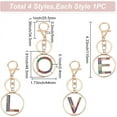 thumbnail image 2 of 1Box 4 Styles Letter Keychain Colorful Rhinestone Keychain for Women Purse Charms Crystal Alphabet Initial Letter Pendant with Key Ring Flat Round Shiny Alphabet Keyring, 2 of 6
