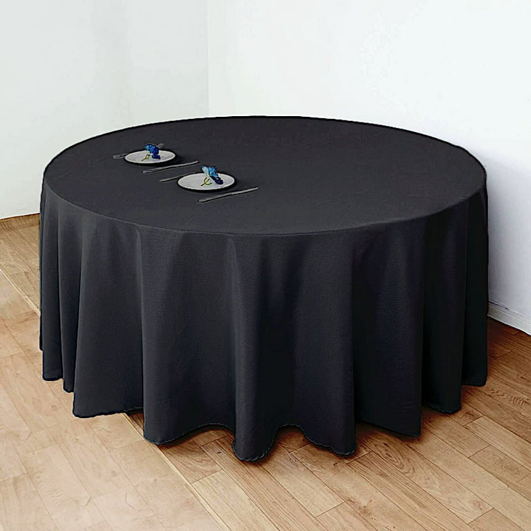 LA Linen 120 in. Black Polyester Poplin Round Tablecloth TCpop120R_BlackP24  - The Home Depot