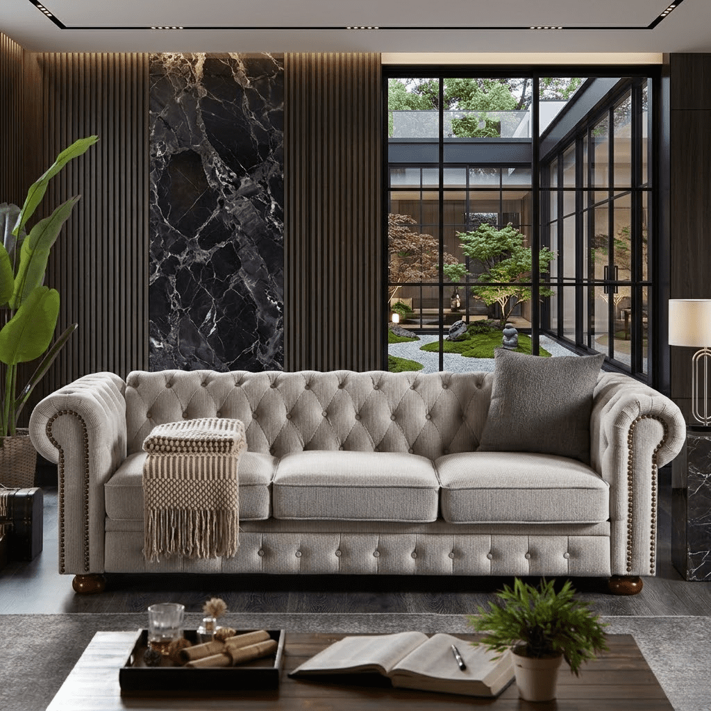 Baxton Studio Venza Mid-Century Modern Walnut Wood Black Faux