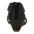 thumbnail image 4 of YDN Women Rhinestone Studded Low Wedge Heeled Sandals Open Toe Back Zippers Strappy Shoes for Casual Holiday Dress Size 7 Black, 4 of 4