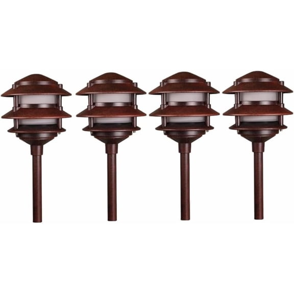BestPro Lighting Outdoor Landscape Lighting 4PK Pathway Lights Low Voltage 20 Watt Halogen12VAC Landscape Lights 2700K Warm White Easy to Install Pagoda Fixture