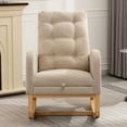 thumbnail image 4 of BIGWOO Rocking Chair with Footrest and Rubber Wood Rocking Legs,26.77"D X 38.36"W X 39.76"H Beige, 4 of 8
