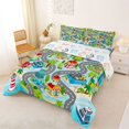 thumbnail image 2 of Manfei Boys City Map Queen Comforter Set,Town Houses Print Comforter Sets Queen,Gray,Colorful Gamepad reversible,3-Piece,1 Comforter and 2 Pillowcases, 2 of 7