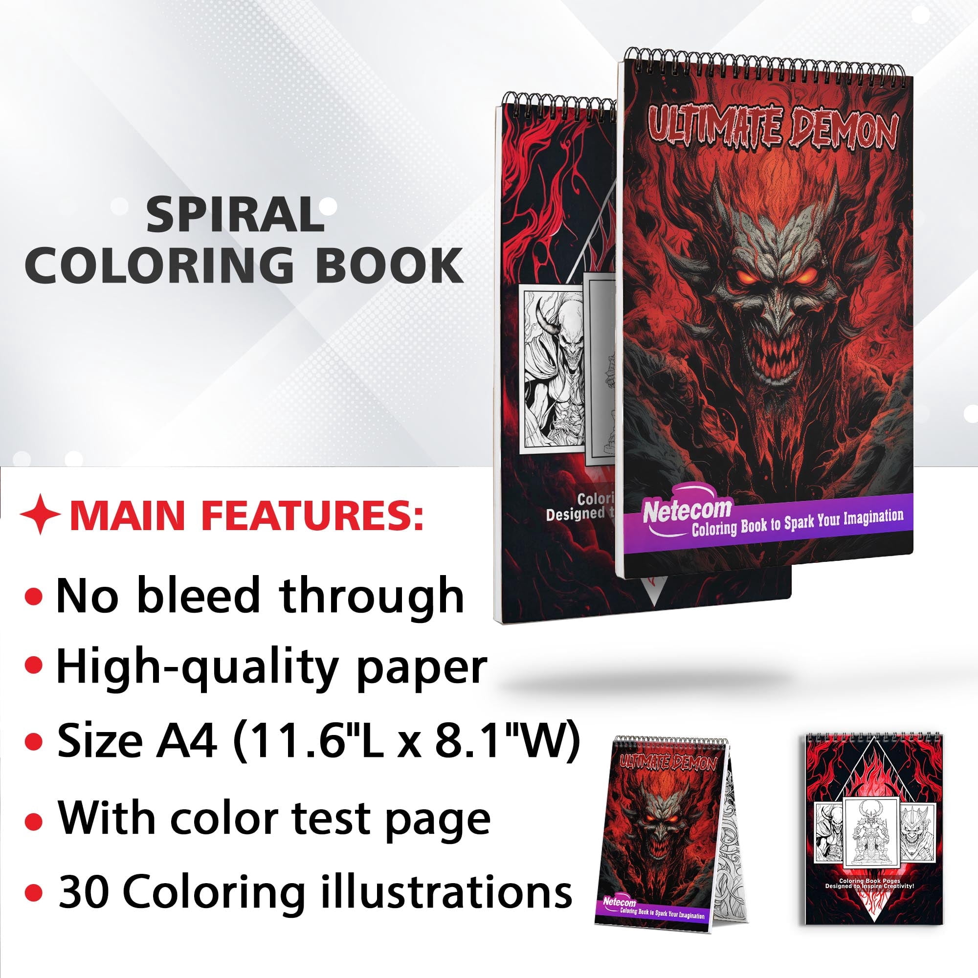 Ultimate Demon Spiral Bound Coloring Book, Embark on a Horrifying Coloring Journey with 30 Stunning Demon Coloring Pages