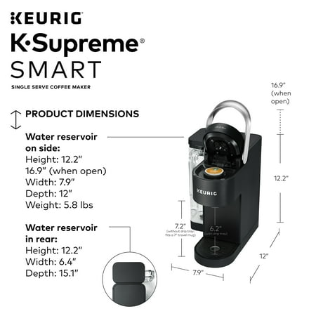 Keurig - K-Supreme SMART Single Serve Coffee Maker with WiFi Compatibility - Black