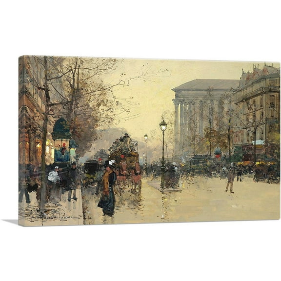 ARTCANVAS Boulevard Of The Madeleine Canvas Art Print by Eugene Galien-Laloue - Size: 26" x 18" (0.75" Deep)