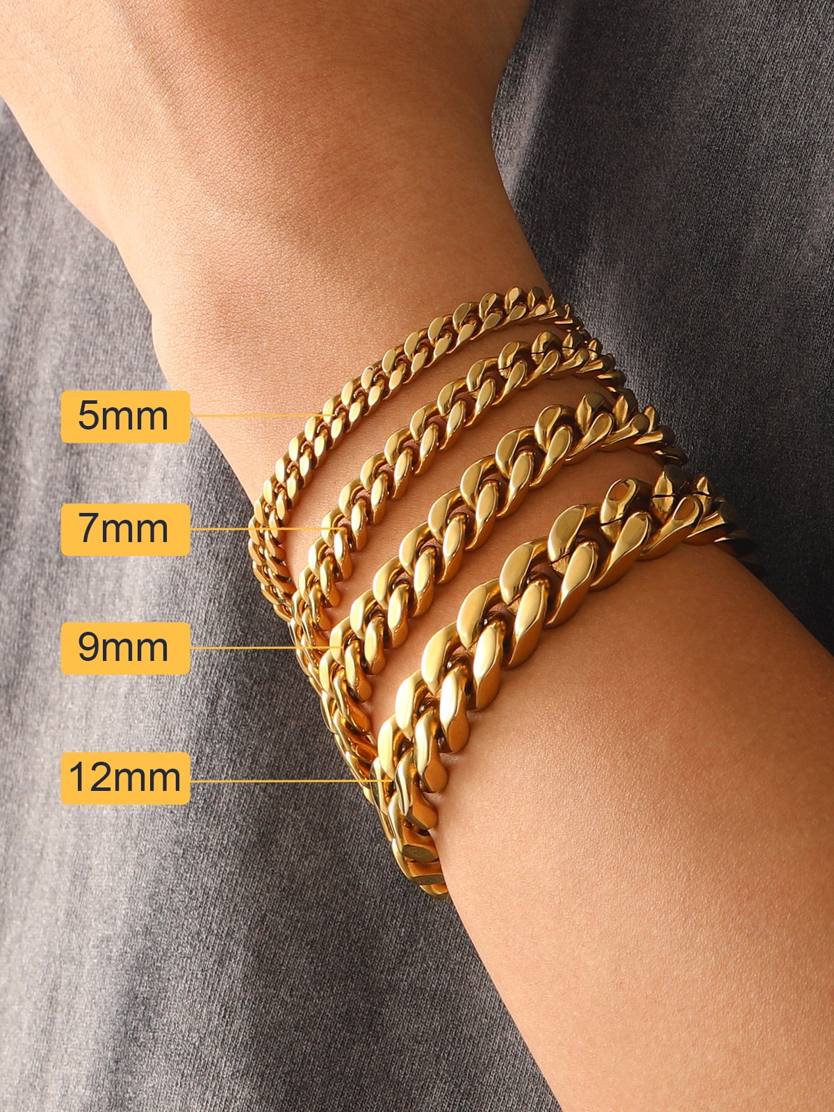 U7 Miami Cuban Bracelet for Men 14K Gold Plated Charm Bracelet 5mm Chain Bracelet Birthday Valentines Jewelry Gift 7.5inch