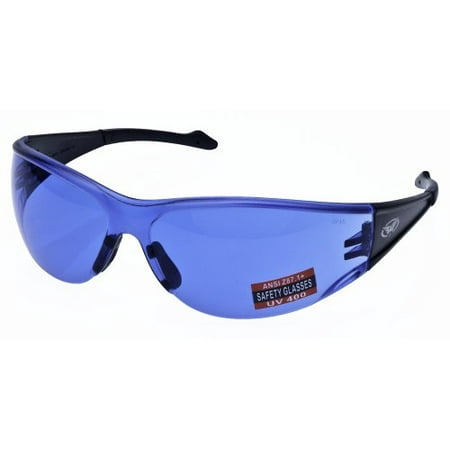 Full Throttle Motorcycle Wrap Around Safety Glasses Various Lens Colors Basic Lens Color: Blue