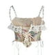 thumbnail image 4 of Camisola moldeadora de cintura con encaje y lazo sin espalda con estampado de flores para mujer, top de poliéster, 4 of 4