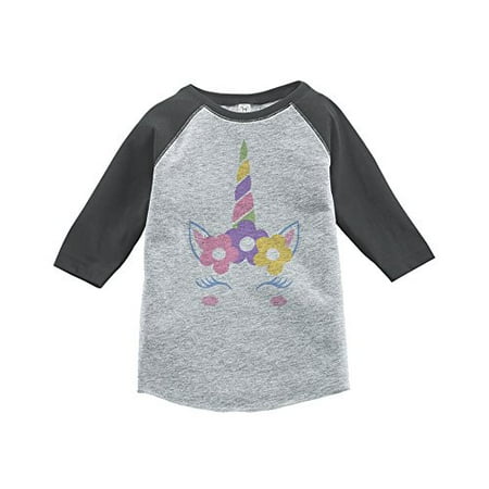 

7 ate 9 Apparel Girl s Easter Unicorn Grey Baseball Tee