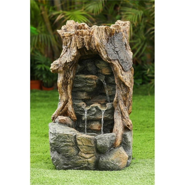 Jeco Fontaine Extérieure en Rondins Cassés en Gris et Brun