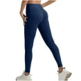 thumbnail image 5 of Hueook Leggings for Women Long Solid Color Hip Lift Fitness High Waist Elastic Exercise Yoga Pants Blue 3X, 5 of 6
