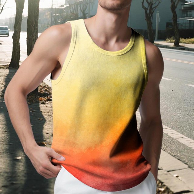Camiseta sin mangas con cuello en V para hombre, de punto, con rayas verticales, para fitness, deportes, ocio, ajustada, con degradado, con cuello en I y hombros anchos.