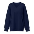 thumbnail image 6 of vigerkar V Neck Solid Color Sweatshirt Women with Pocket No Hood Comfy Soft Fall Winter Outfits Lounge Long Sleeve Casual Pullover Top (Navy, XXL), 6 of 7