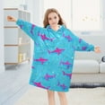 thumbnail image 5 of joogoo Blanket Hoodie for Sharks on Blue Oversize Sweatshirt 3-14 YR L, 5 of 7