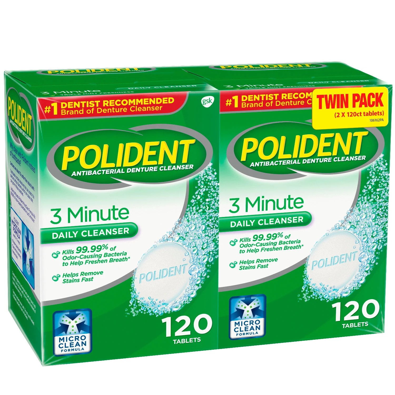 Buy Polident 3 Minute Antibacterial Denture Cleansers Tablets, 120