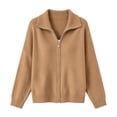 thumbnail image 3 of Womens Full Zip Knit Cardigan, Oversized Long Sleeve Ribbed Hem Knit Outerwear, Everyday Commute Sweater XL, 3 of 5