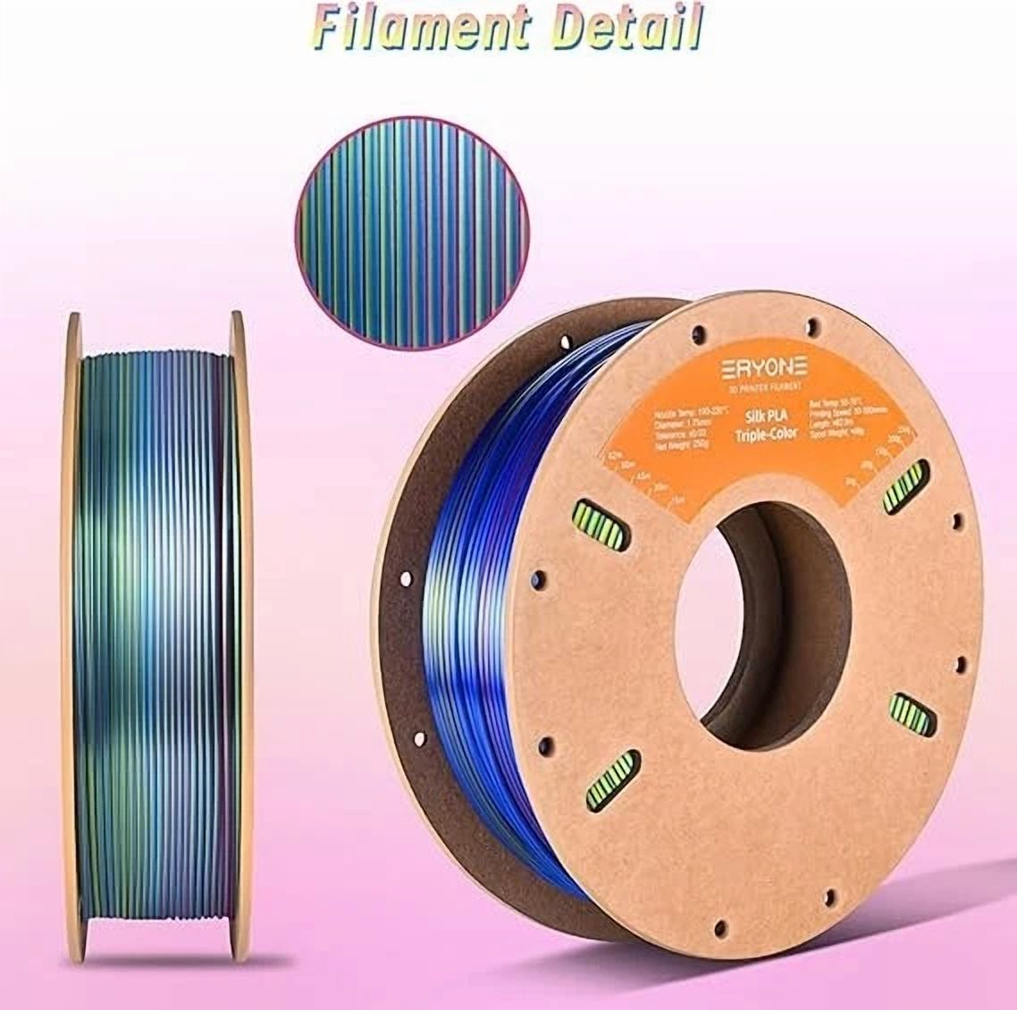CRESTIN- Eryone Silk Tri Color Pla Filament 3D Printer 1.75Mm +/- 0.03Mm, Multicolor