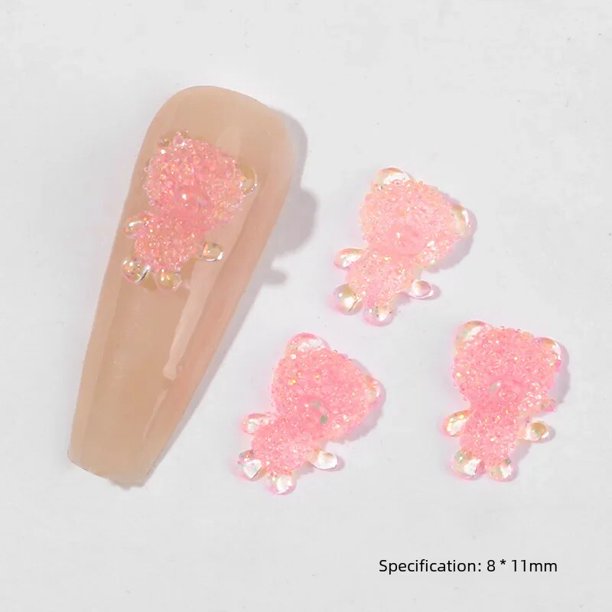 Decoraciones para uñas con diseño de oso y mariposa con diseño de cielo estrellado, accesorios de resina para uñas, piezas para taladro, taladro artístico