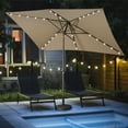 thumbnail image 2 of Cozyhom 10 x 6.5ft Outdoor Patio Solar LED Lighted Patio Umbrella, Tilt Adjustable, UV Resistant Fabric - Sand, 2 of 6