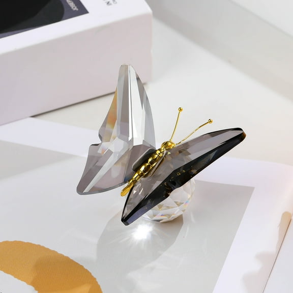 1 pcs Crystal Black Butterfly Figurines Collectible Animal Ornaments Glass Butterfly Gifts for Women Home Table