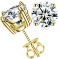 thumbnail image 1 of Pendientes de tuerca TUHE Moissanite de latón de 2 quilates y oro amarillo de 18 quilates, 1 of 7