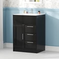 thumbnail image 2 of Advwin 24" Freestanding Bathroom Vanity with Ceramic Sink, Modern Bathroom Storage Cabinet with 3 Drawers, Black, 2 of 10