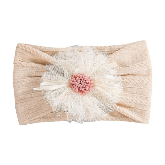 ZACPNCV Baby Headband Newborn Infant Toddler Nylon Hairbands Cute Soft Beanie Headwrap Hair Accessories Beige Free Size