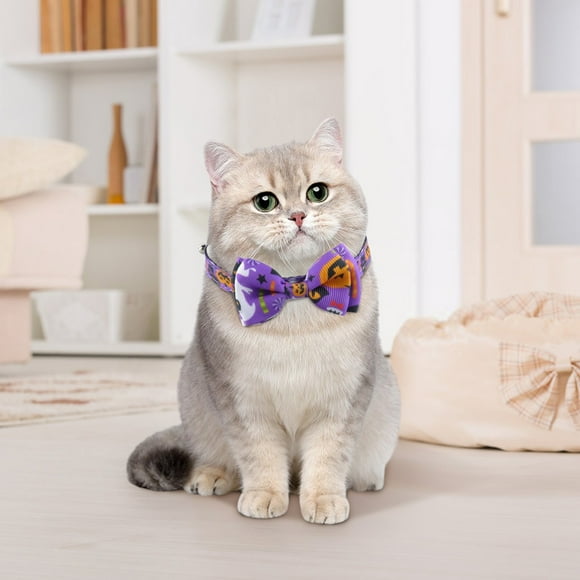 REK Nouveau Collier pour Animal Halloween Collier Tressé pour Chat Collier pour Chat avec Nœud avec Clochette Mignon