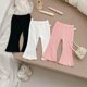 thumbnail image 5 of Odeerbi 9M-6Y Pantalones Acampanados de Algodón Para Niñas Pantalones de Lechuga de Color Sólido Cintura Elástica Transpirable Pantalones Casual, 5 of 5
