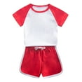 thumbnail image 2 of sususu Girls Outfits 2 piece Summer Casual Two Piece Outfit Soft Short Sleeve Top and Shorts Set Comfort Playwear,Red,8-9 Years, 2 of 8