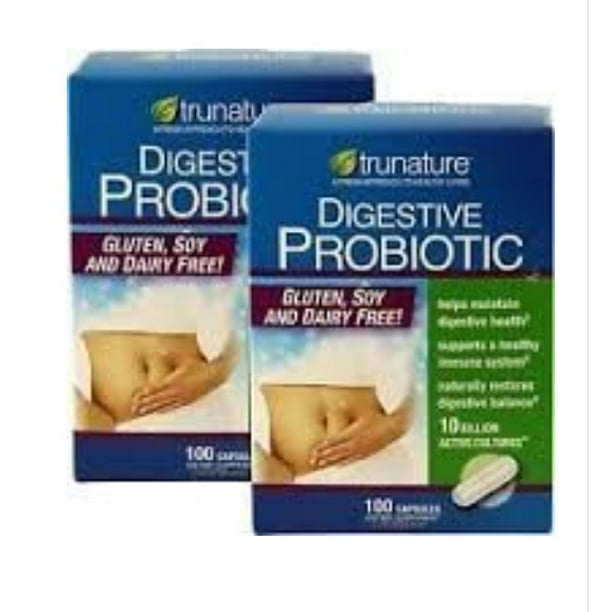 Trunature Digestive Probiotic Capsules, 100 Count ( 2 Pack )