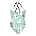 thumbnail image 2 of Girls' One-piece Swimsuit Cross Back Bathing Suit Beach Surfing Sizes 3T-10T Cute Cartoon Llama Pattern, 2 of 9